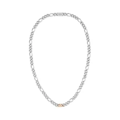 Jewellery-Watches*Boss Rian Stainless Steel And Carnation Gold Ip Figaro Chain in Silver
