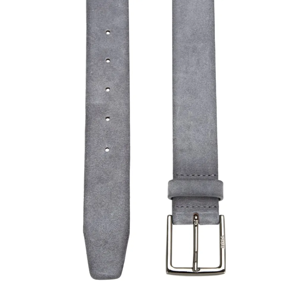 Belts*Boss Rummi Suede Leather Belt in Grey