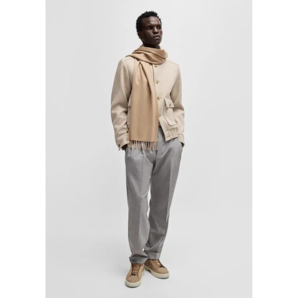 Gloves-Scarves-Umbrellas*Boss Scottas 28*190 10261761 01 Midweight Scarve Mens in Beige