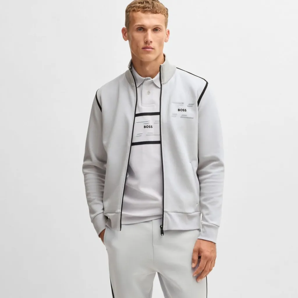 Sweatshirts*Boss Skaz Tape Full-Zip Sweatshirt in Grey