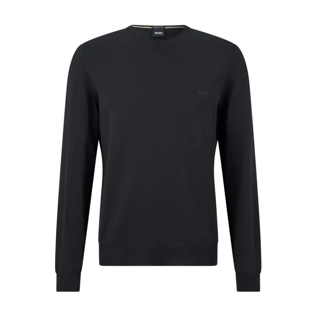 Knitwear*Boss Slim Fit Crew Neck Long Sleeve Sweater in Black