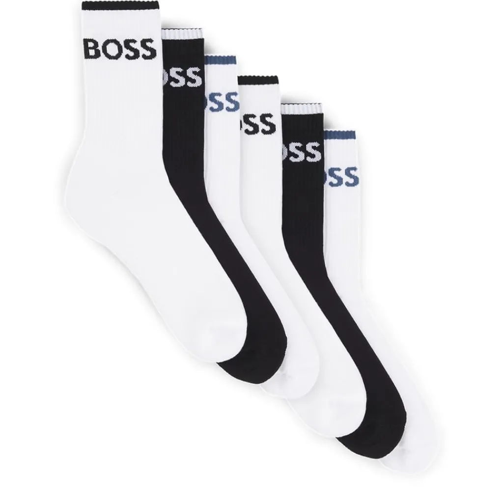 Underwear And Socks*Boss Stripe Lettering Crew Socks in White