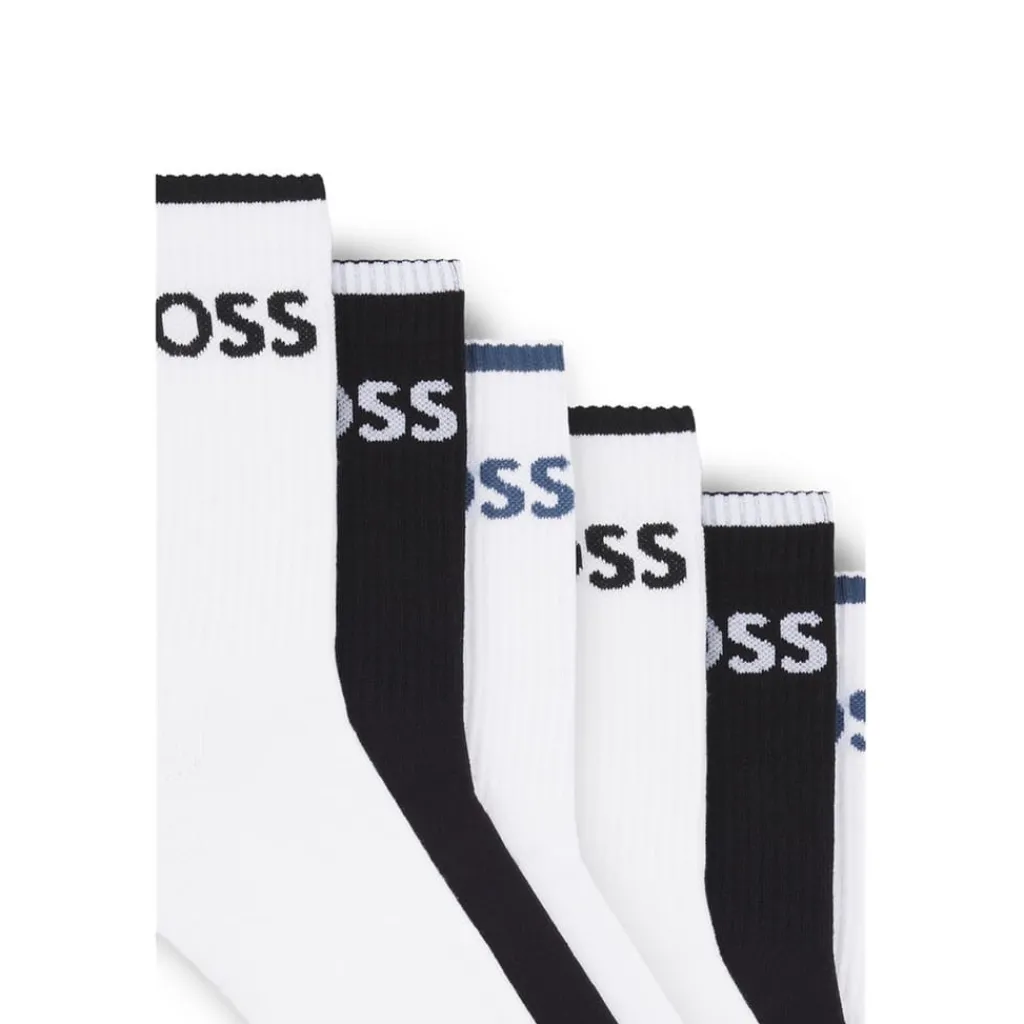 Underwear And Socks*Boss Stripe Lettering Crew Socks in White