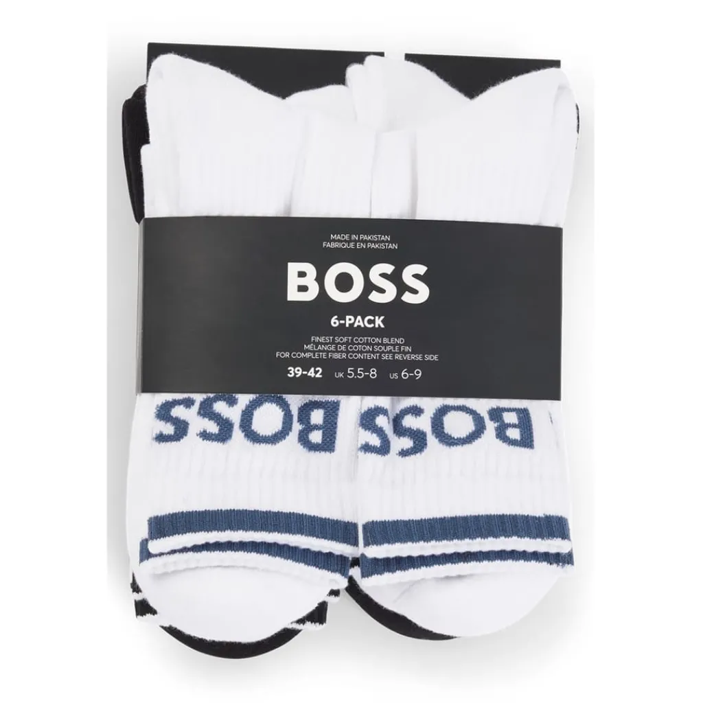 Underwear And Socks*Boss Stripe Lettering Crew Socks in White