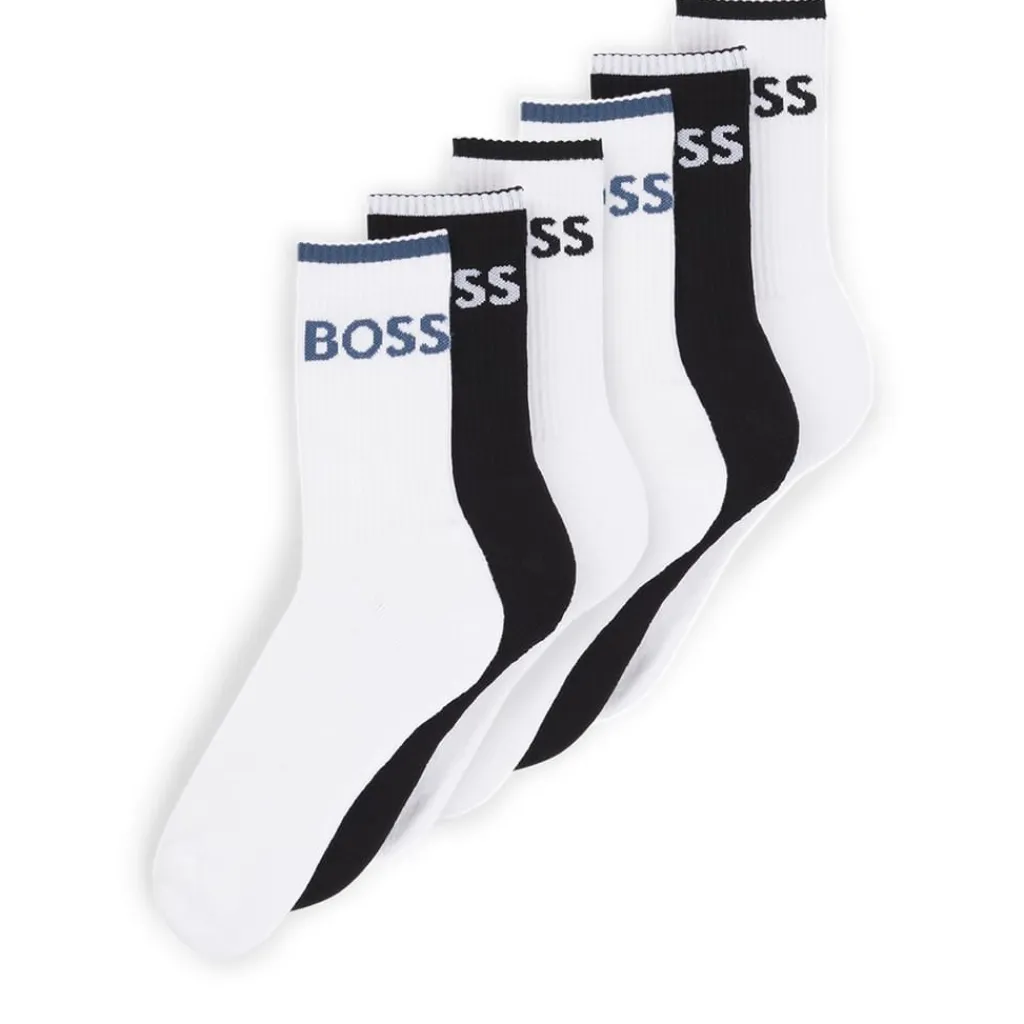Underwear And Socks*Boss Stripe Lettering Crew Socks in White