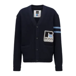 Knitwear*Boss x Russell Athletic Krussel Cardigan in Dark Blue