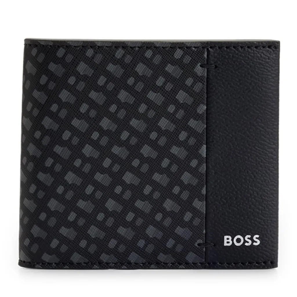 Assorted*Boss Zair Geometric Billfold Wallet in Black