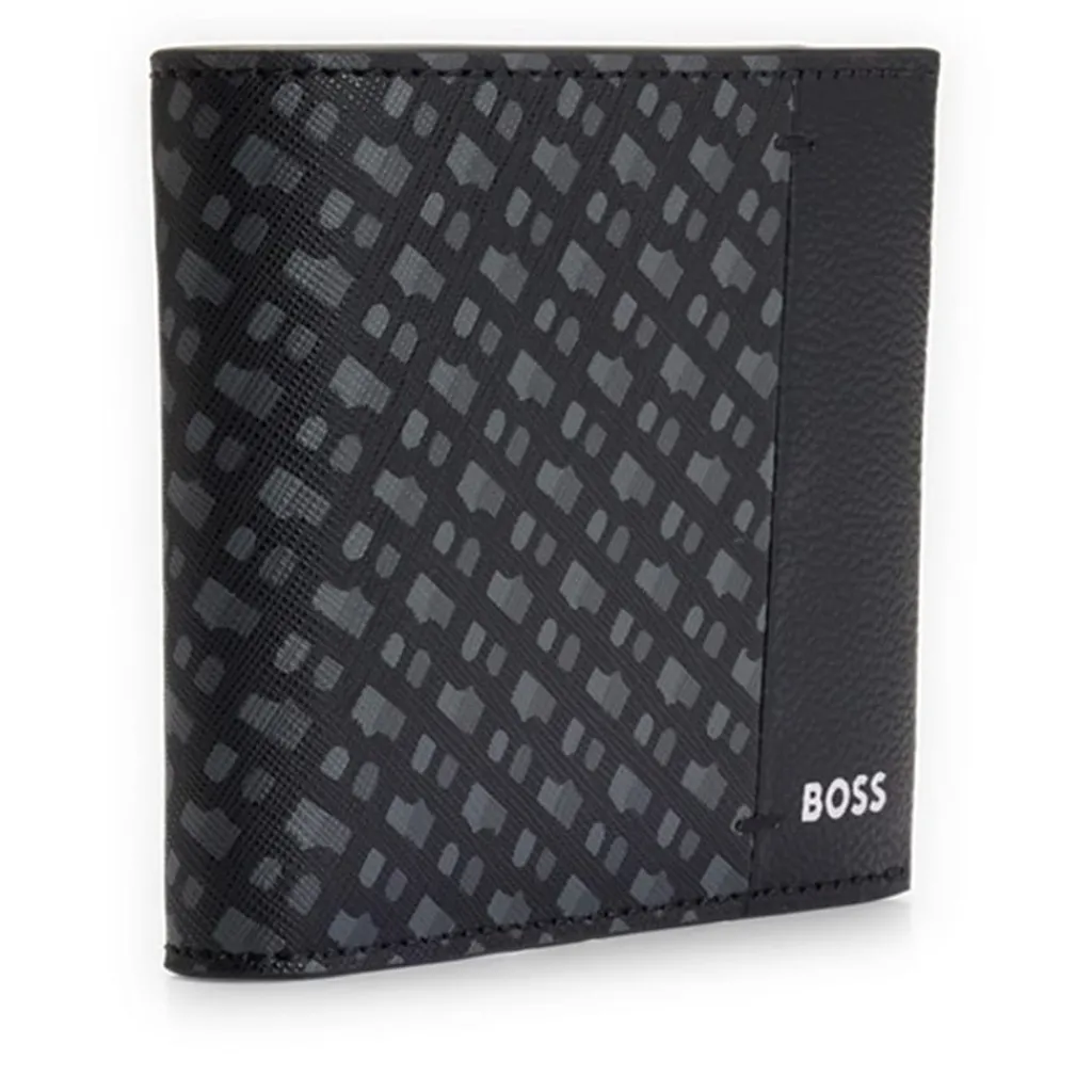 Assorted*Boss Zair Geometric Billfold Wallet in Black