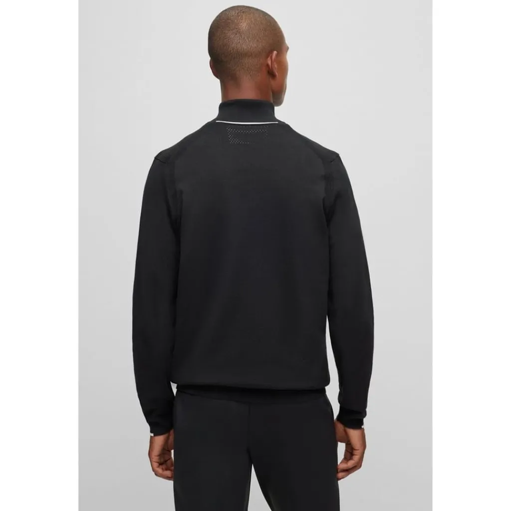 Knitwear*Boss Zip Neck Regular Fit Sweater in Black