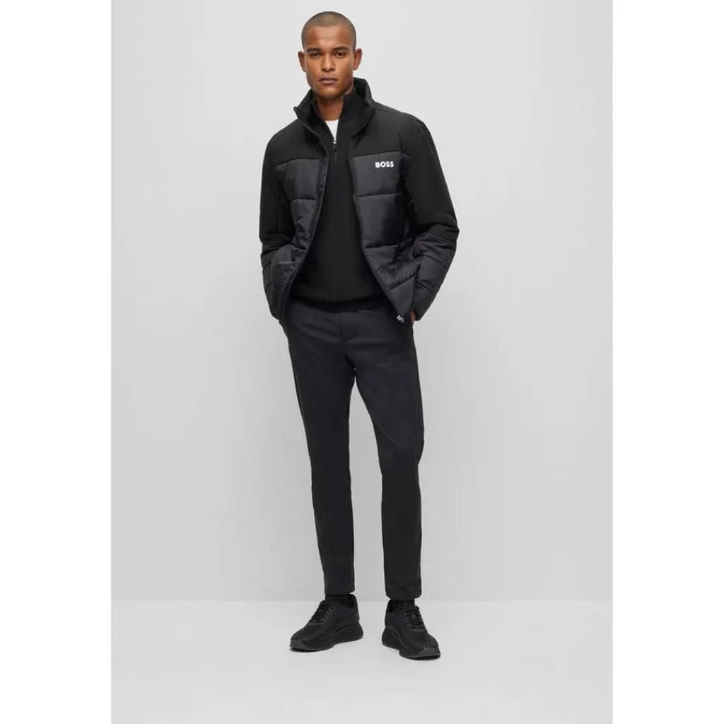 Knitwear*Boss Zip Neck Regular Fit Sweater in Black