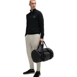 Knitwear*Boss Zip Neck Regular Fit Sweater in Black