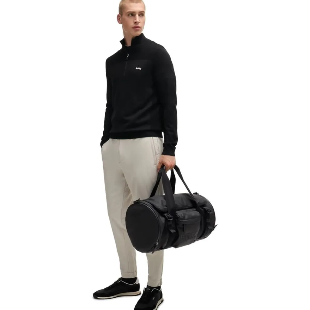 Knitwear*Boss Zip Neck Regular Fit Sweater in Black