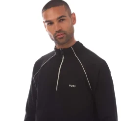 Sweatshirts*Boss Zip-Neck Sweatshirt with Emed Artwork in Black