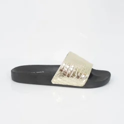 Beach Shoes*Brave Soul Crocodile Strap Slider in Gold
