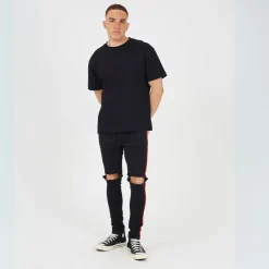 Jeans*Brave Soul Fit Jeans With Contrast Side Seam Tape Detail in Grey