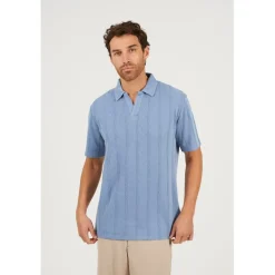 Polo Shirts*Brave Soul Neck Polo in Blue