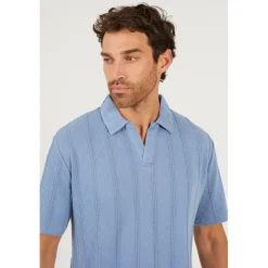 Polo Shirts*Brave Soul Neck Polo in Blue