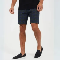 Shorts*Brave Soul Print Cotton Twill Shorts in Green