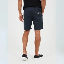 Shorts*Brave Soul Print Cotton Twill Shorts in Green