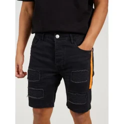 Shorts*Brave Soul Short With Biker Patch Detail in Grey