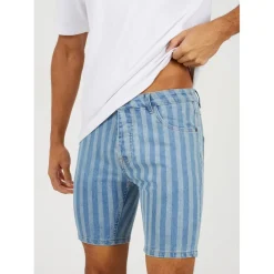 Shorts*Brave Soul Stripe Denim Shorts in Blue