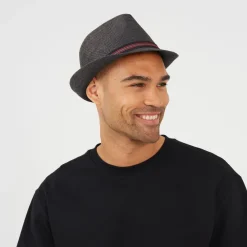 Caps-Hats*Brave Soul Trilby Hat With Contrast Tape Detail in Black
