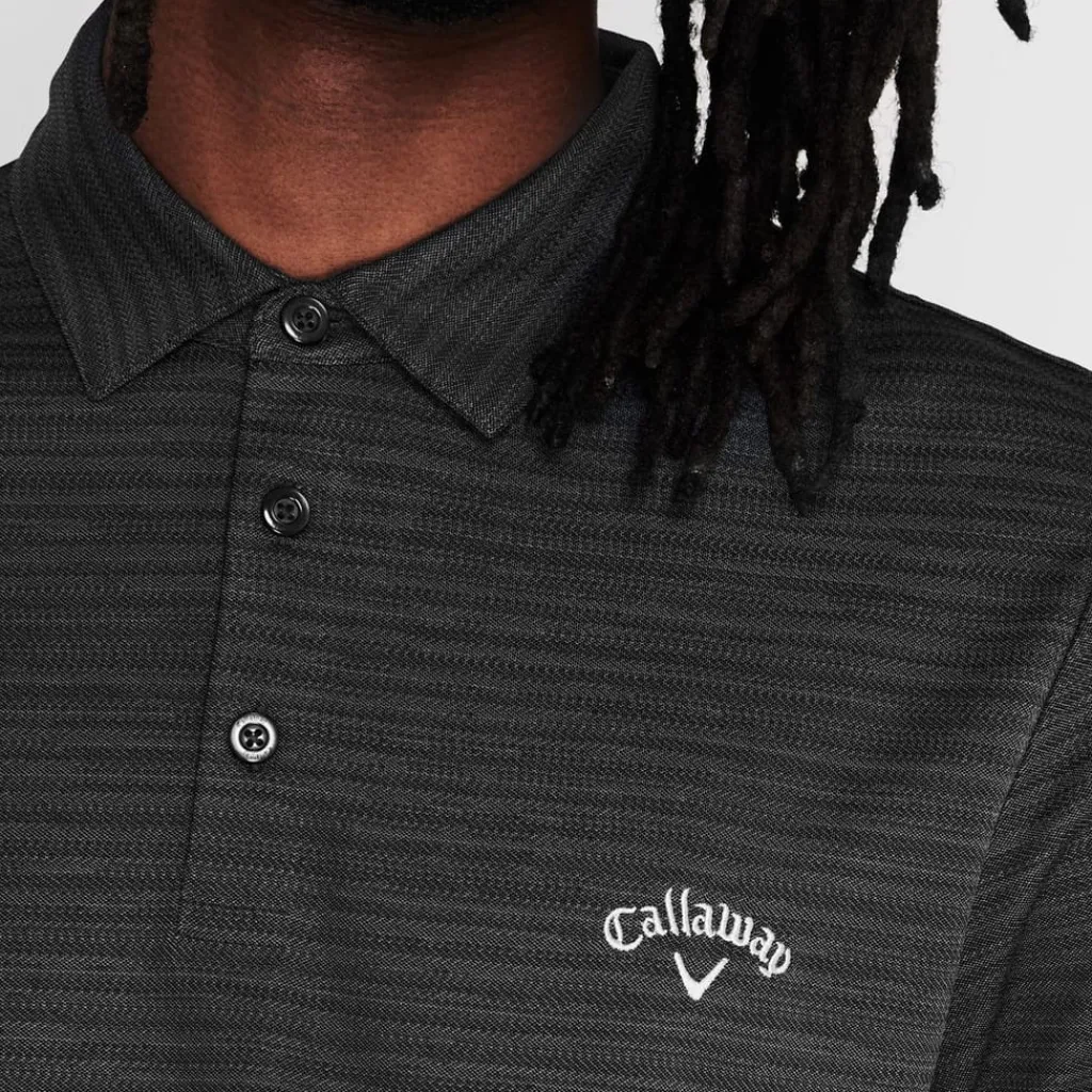 Polo Shirts*Callaway Mens Herringbone Golf Polo Shirt in Black