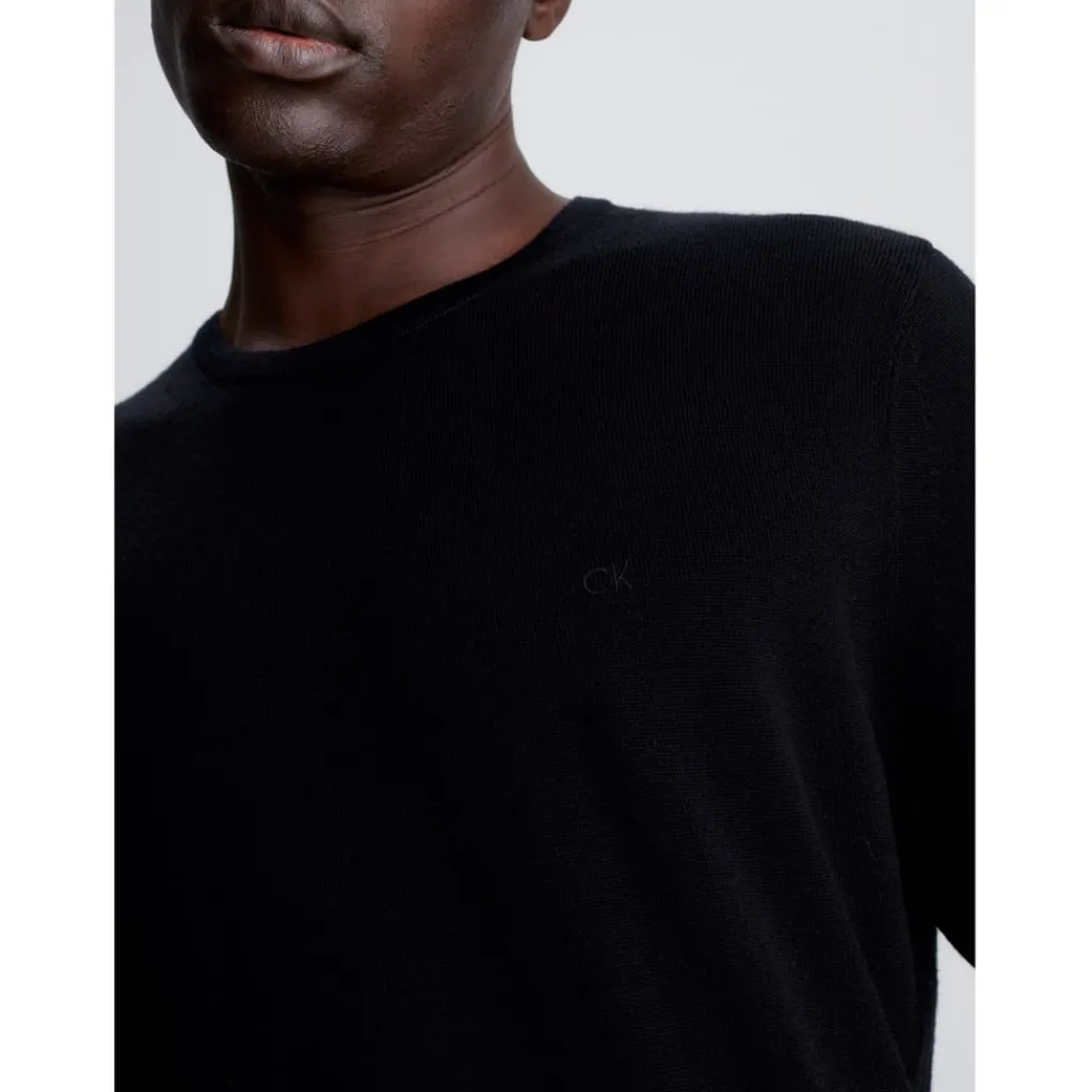 Knitwear*Calvin Klein Crew Neck Pullover Sweater in Black