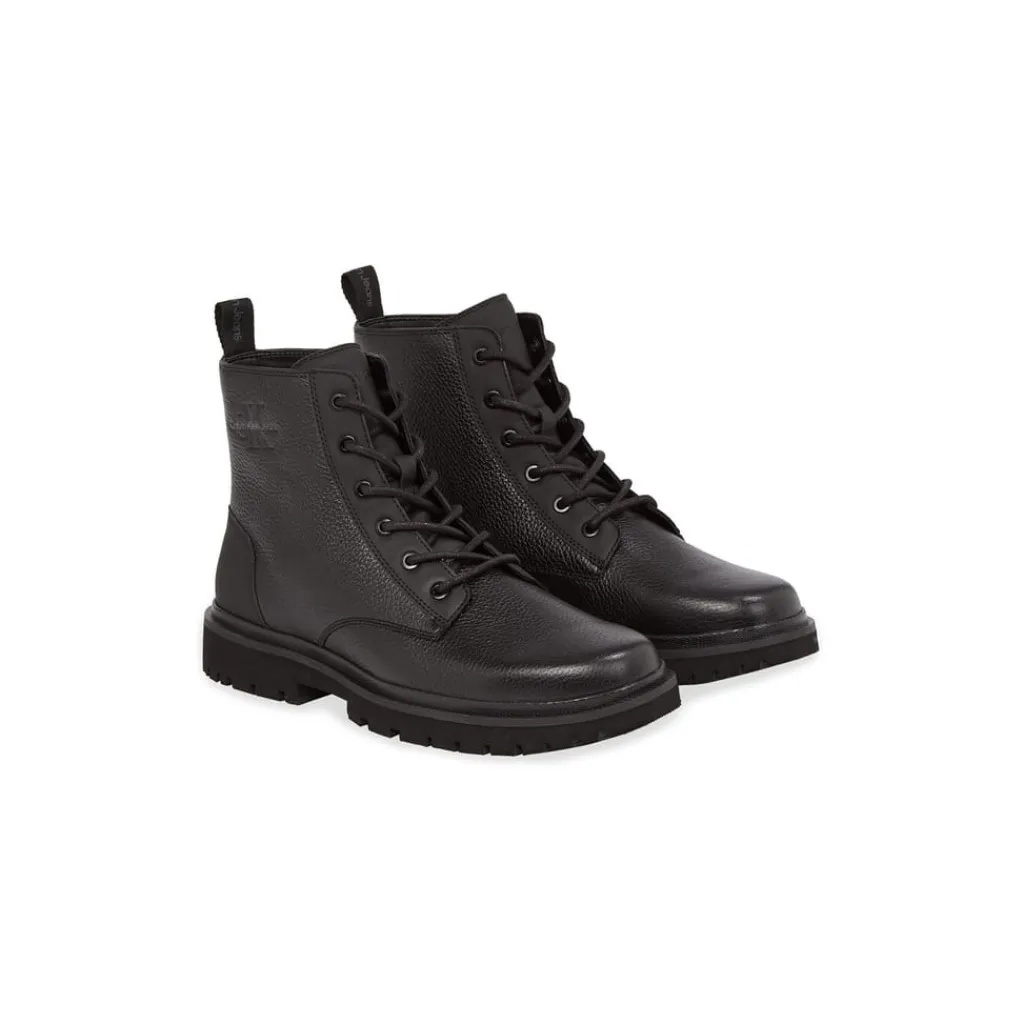 Boots*Calvin Klein Jeans Mid Laceup Boot Lth in Black