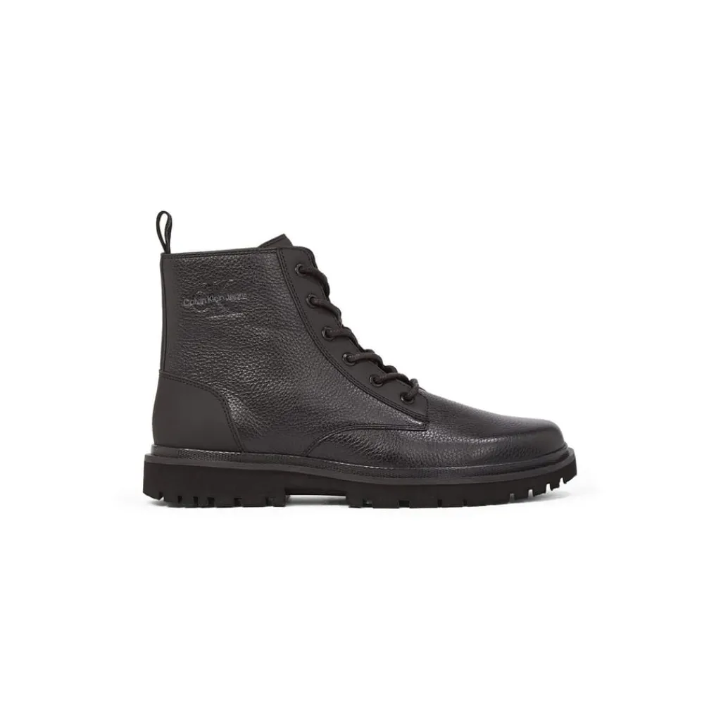 Boots*Calvin Klein Jeans Mid Laceup Boot Lth in Black