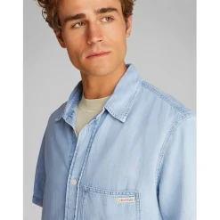 Shirts*Calvin Klein Jeans Regular Fit Short Sleeve Denim Shirt in Blue