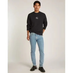 Knitwear*Calvin Klein Jeans Waffle Long Sleeve Crew Neck T-Shirt in Black