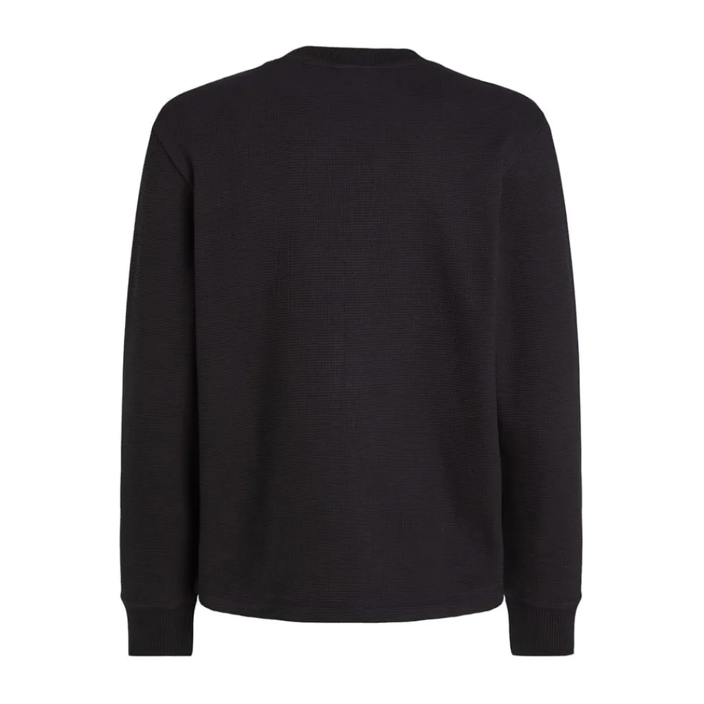 Knitwear*Calvin Klein Jeans Waffle Long Sleeve Crew Neck T-Shirt in Black