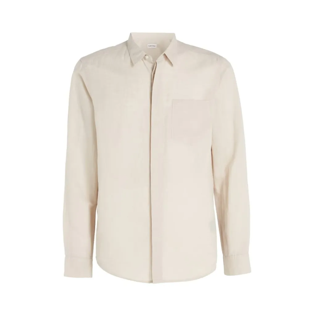 Shirts*Calvin Klein Linen Cotton Regular Fit Shirt in Beige