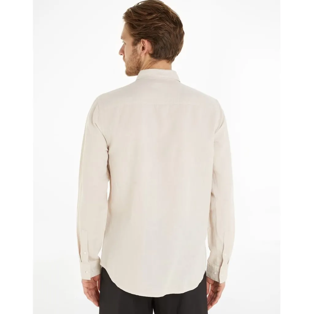 Shirts*Calvin Klein Linen Cotton Regular Fit Shirt in Beige