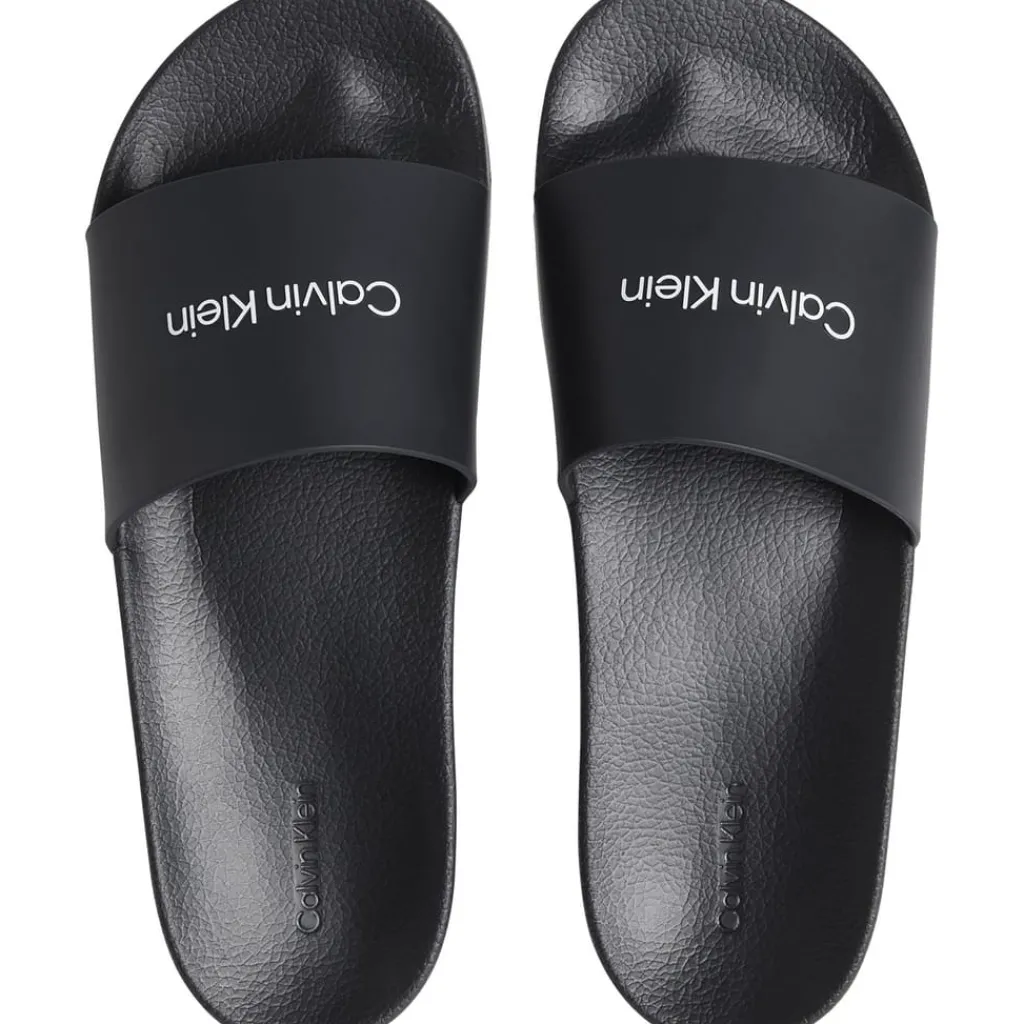 Beach Shoes*Calvin Klein Logo Sliders in Black