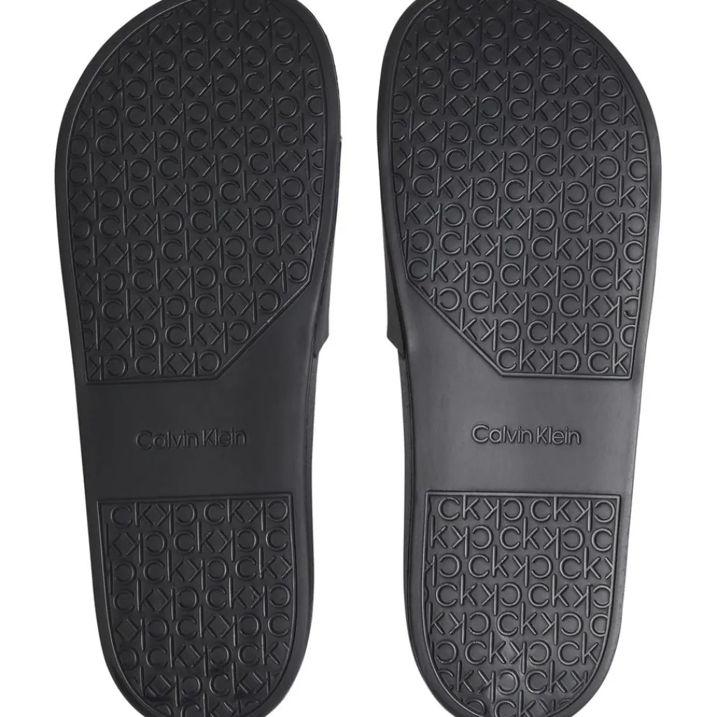 Beach Shoes*Calvin Klein Logo Sliders in Black