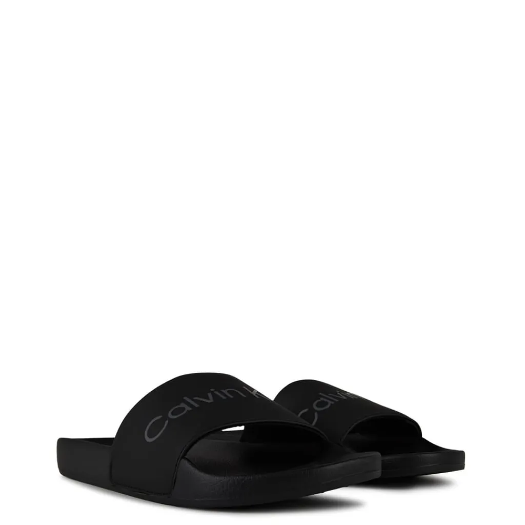 Beach Shoes*Calvin Klein Logo Sliders in Black