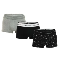 Gifts|Underwear And Socks*Calvin Klein Mens 3 Pack Low Rise Cotton Stretch Trunks in Black Grey