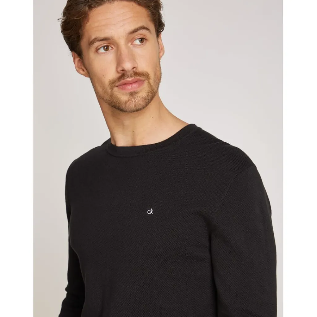 Knitwear*Calvin Klein Pique Structure Sweater in Black