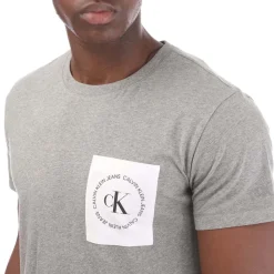 T-Shirts And Vests*Calvin Klein Round Logo Pocket T-Shirt in Grey