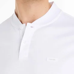 Polo Shirts*Calvin Klein Smooth Cotton Stand Collar Polo Shirt in White