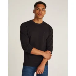 Knitwear*Calvin Klein Texture Crew Neck Regular Fit Sweater in Black