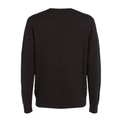 Knitwear*Calvin Klein Texture Crew Neck Regular Fit Sweater in Black