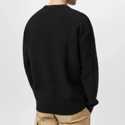 Knitwear*Calvin Klein Texture Jacquard Crew Neck Sweater in Black