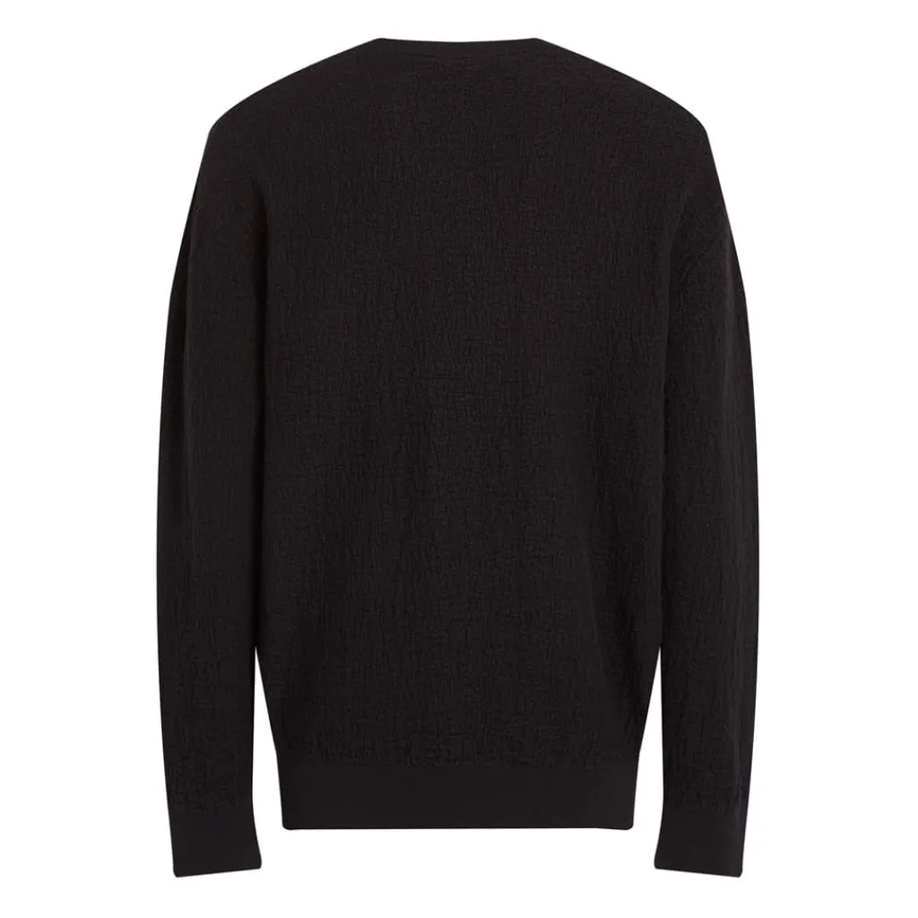 Knitwear*Calvin Klein Texture Jacquard Crew Neck Sweater in Black