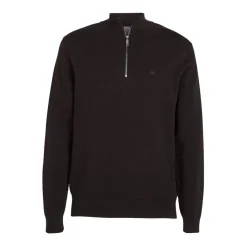 Knitwear*Calvin Klein Zip Neck Slim Fit Sweater in Black