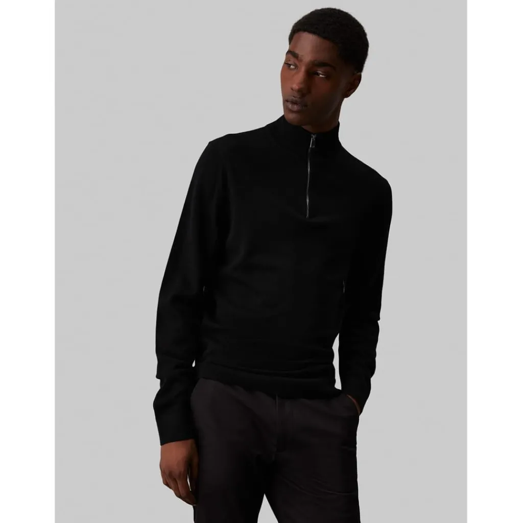 Knitwear*Calvin Klein Zip Sweater in Black