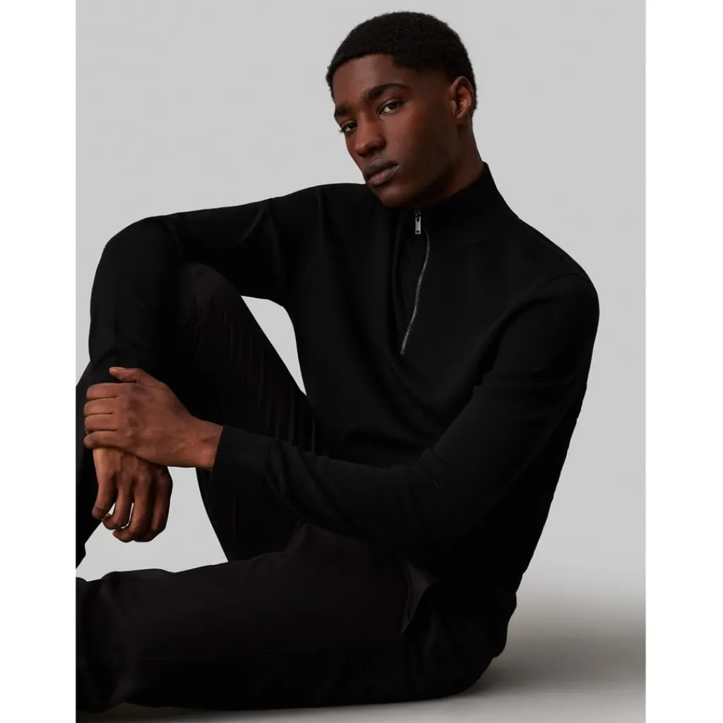 Knitwear*Calvin Klein Zip Sweater in Black