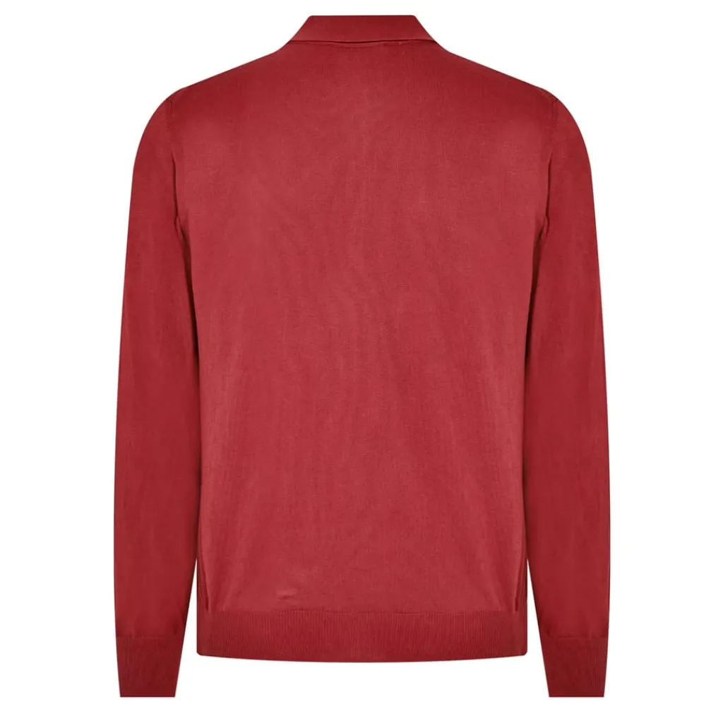 Knitwear*Canali Long Sleeve Knit Polo Shirt in Red